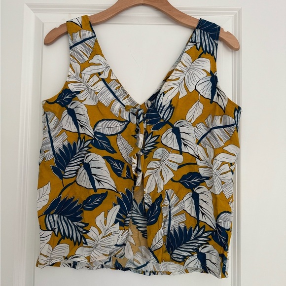 NEW Louche Anthropologie women’s palm leaf print back bow tie tank top size 8 - Picture 2 of 4